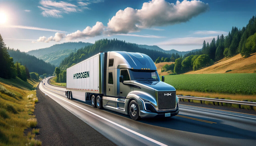 Hydrogen Heavy Duty Truck Delivering Hydrogen from The Pacific Northwest Hydrogen Hub